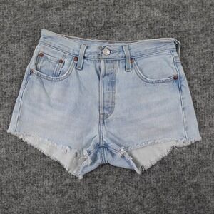 Levi's 501 Jean Shorts Womens‎ 25 Light Wash Denim Frayed Hem Button Fly